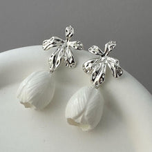 Load image into Gallery viewer, *NEW!!! WHITE TULIP - handmade porcelain statement bold earrings jewelry (post) jewellery