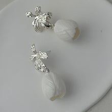 Load image into Gallery viewer, *NEW!!! WHITE TULIP - handmade porcelain statement bold earrings jewelry (post) jewellery