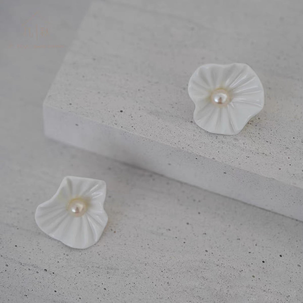 Pure White Line- handmade porcelain jewellery earring