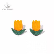 Load image into Gallery viewer, Tulip - handmade porcelain jewellery earring
