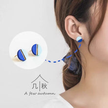 Load image into Gallery viewer, Minimalist Blue Geometric Studs - handmade porcelain jewellery earrings