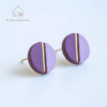 Load image into Gallery viewer, Minimalist Blue Geometric Studs - handmade porcelain jewellery earrings