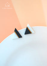 Load image into Gallery viewer, Minimalist Blue Geometric Studs - handmade porcelain jewellery earrings