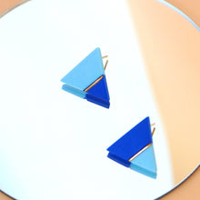 Load image into Gallery viewer, Minimalist Blue Geometric Studs - handmade porcelain jewellery earrings