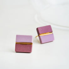 Load image into Gallery viewer, Minimalist Blue Geometric Studs - handmade porcelain jewellery earrings