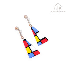 Load image into Gallery viewer, Loving Mondriaan 2# -handmade porcelain jewellery earring