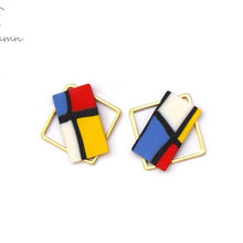 Load image into Gallery viewer, Loving Mondriaan 1# -handmade porcelain jewellery earring