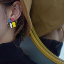 Load image into Gallery viewer, Loving Mondriaan 1# -handmade porcelain jewellery earring
