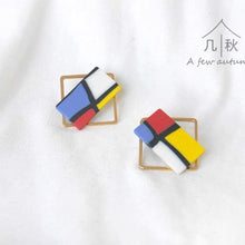 Load image into Gallery viewer, Loving Mondriaan 1# -handmade porcelain jewellery earring