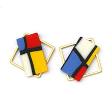 Load image into Gallery viewer, Loving Mondriaan 1# -handmade porcelain jewellery earring