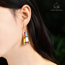 Load image into Gallery viewer, Loving Mondriaan 2# -handmade porcelain jewellery earring