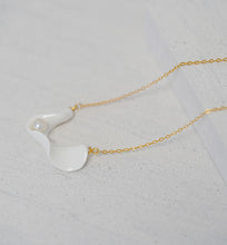 Load image into Gallery viewer, White Strip Porcelain + Pearl Statement necklace handmade porcelain jewellery
