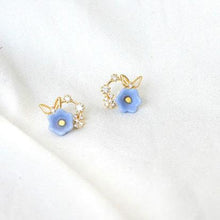 Load image into Gallery viewer, Lily of the valley butterfly - handmade porcelain jewellery statement earrings stud