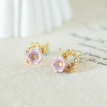 Load image into Gallery viewer, Lily of the valley butterfly - handmade porcelain jewellery statement earrings stud