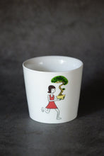 Load image into Gallery viewer, SOLO COLOURED CUP - GIRL WITH PINE TREE (Bonsai Girl)
