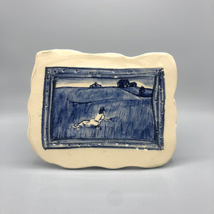 Homemade Museum Collection Cobalt Painting Ceramic Wall Pieces - Andrew Wyeth Christina's World