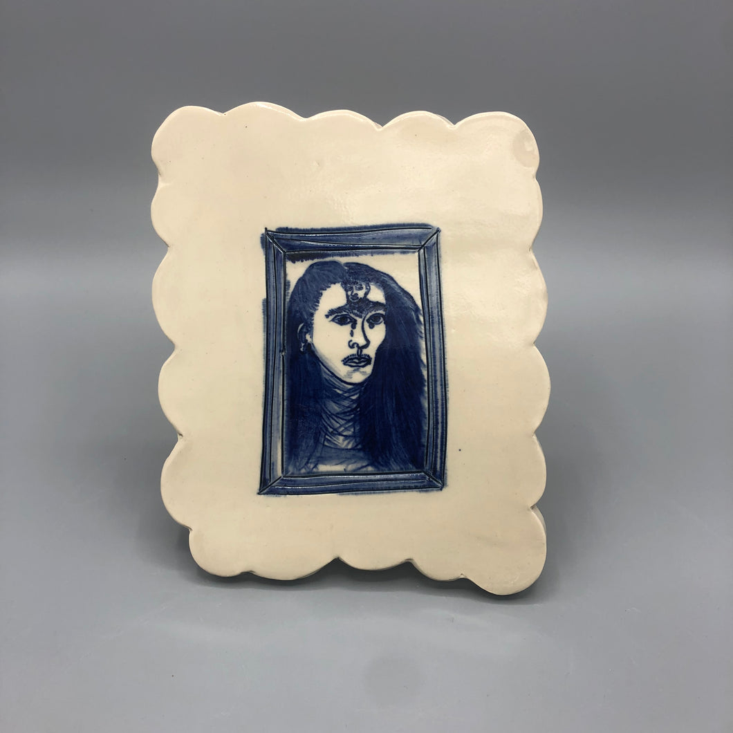 Homemade Museum Collection Cobalt Painting Ceramic Wall Pieces - Frida Kahlo 