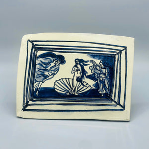 Homemade Museum Collection Cobalt Painting Ceramic Wall Pieces - Sandro Botticelli "The Birth of Venus"