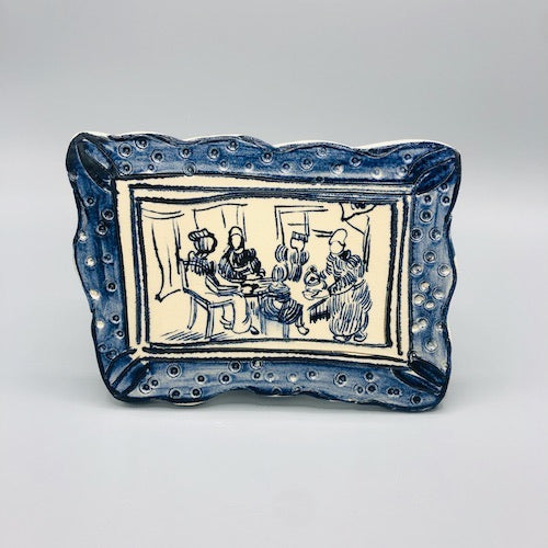 Homemade Museum Collection Cobalt Painting Ceramic Wall Pieces - Van Gogh 