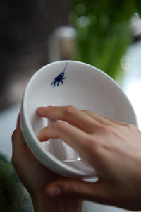 SPIDER - Bowl porcelain with insect pattern, rice-bowl, snack-bowl, yogurt bowl, soup-bowl