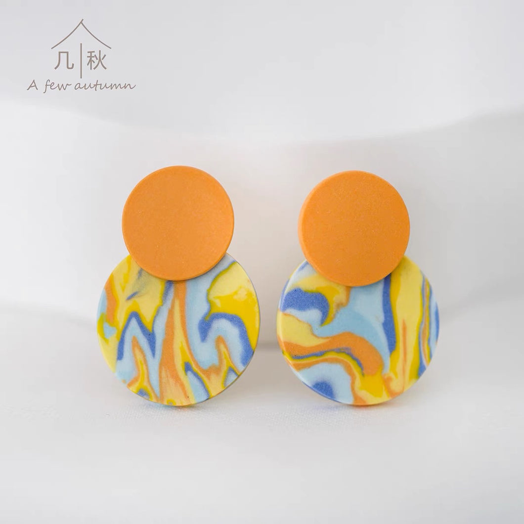 Orange fever- statement handmade jewellery porcelain earring