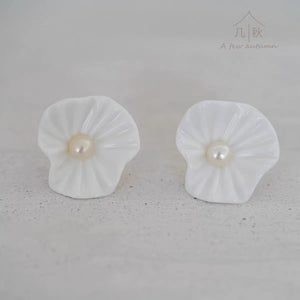 Pure White Line- handmade porcelain jewellery earring
