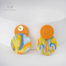 Load image into Gallery viewer, Orange fever- statement handmade jewellery porcelain earring
