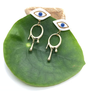 Inspired by Dali- handmade porcelain statement jewellery earrings