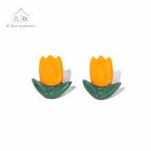 Load image into Gallery viewer, Tulip - handmade porcelain jewellery earring
