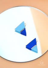 Load image into Gallery viewer, Minimalist Blue Geometric Studs - handmade porcelain jewellery earrings
