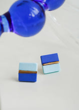 Load image into Gallery viewer, Minimalist Blue Geometric Studs - handmade porcelain jewellery earrings
