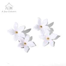 Load image into Gallery viewer, Jasmine- handmade white porcelain jewellery earring
