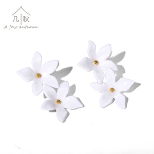 Jasmine- handmade white porcelain jewellery earring