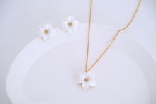 Load image into Gallery viewer, Snow white Gardenia Jasminoides - handmade porcelain jewellery earring studs
