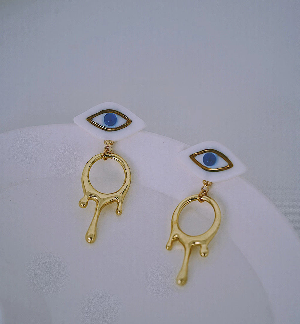 Inspired by Dali- handmade porcelain statement jewellery earrings